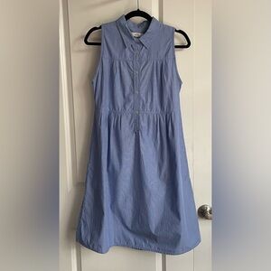 0039 Italy cotton blue stripe sleeveless shirt dress